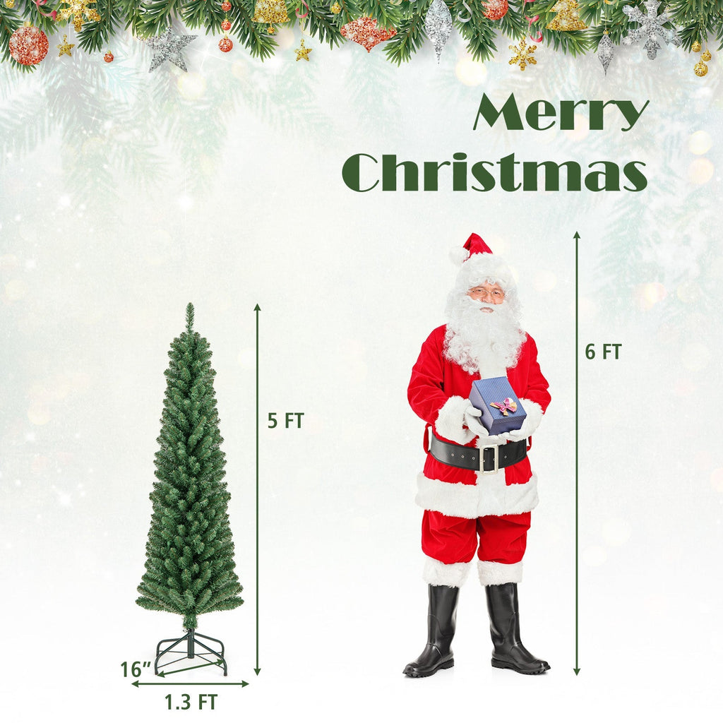 Pencil Christmas Tree with Memory Wire Branch Tips and Warm LED Lights