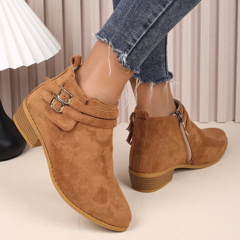 Point Toe Block Heel Boots