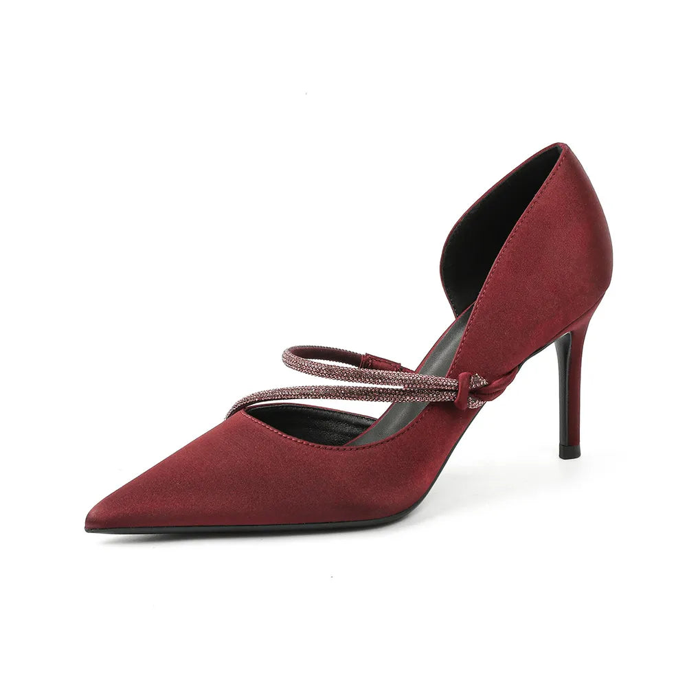 Point Toe Rhinestone High Heel Pumps