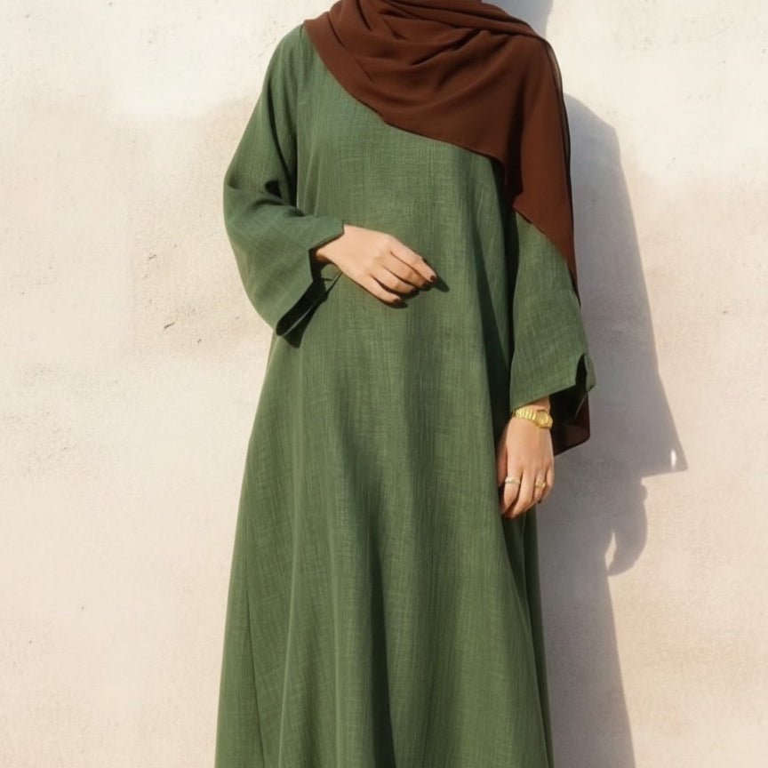 Premium Linen Effect Pullover Abaya with Pockets (MA341)