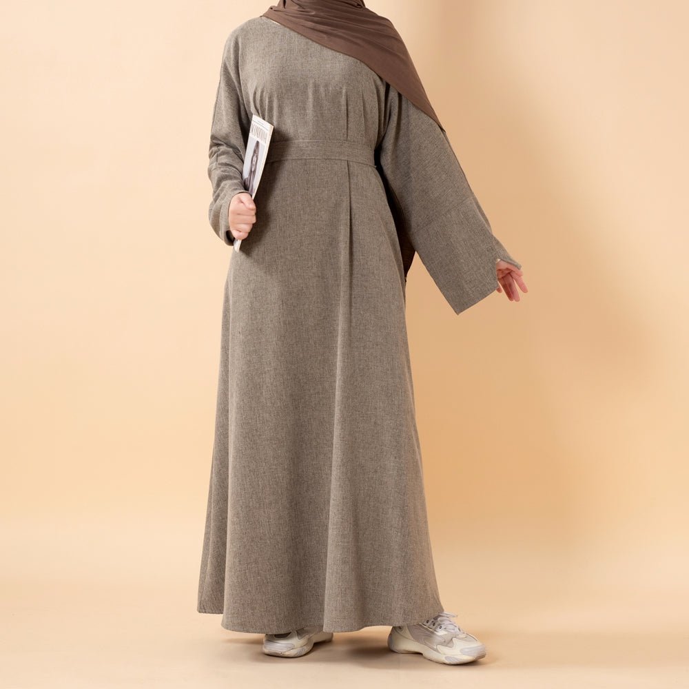 Premium Linen Effect Pullover Abaya with Pockets (MA341)