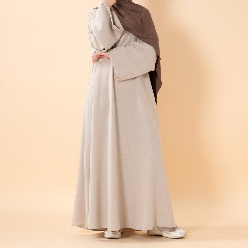 Premium Linen Effect Pullover Abaya with Pockets (MA341)