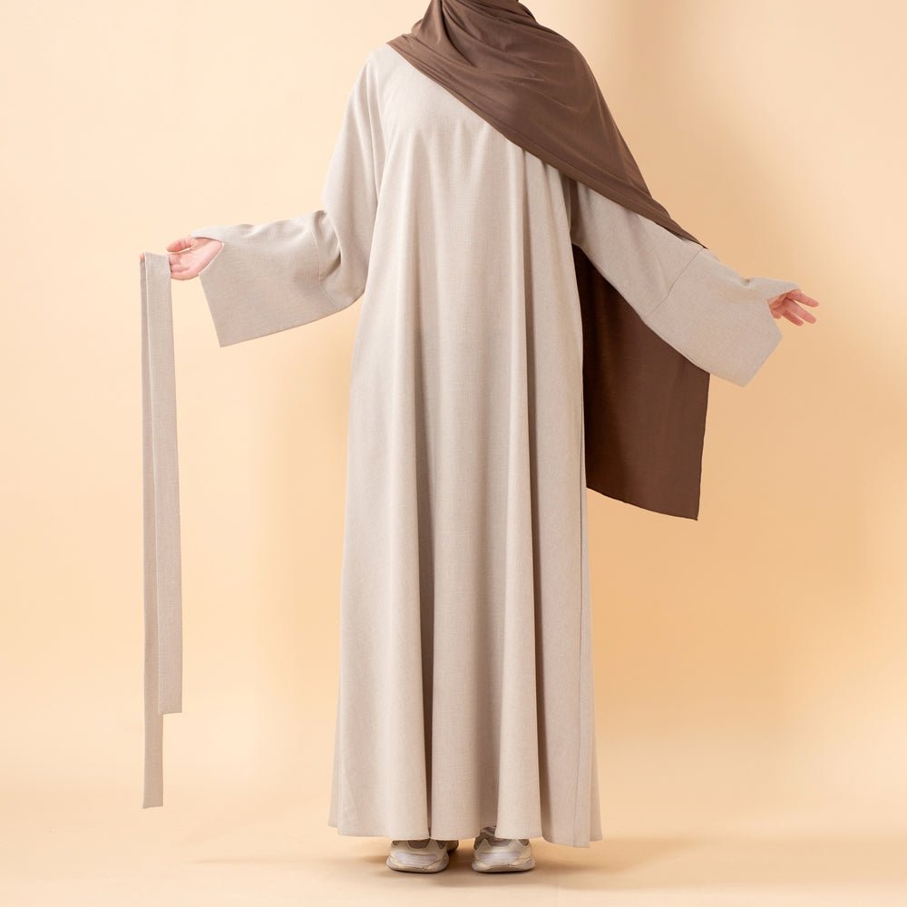 Premium Linen Effect Pullover Abaya with Pockets (MA341)