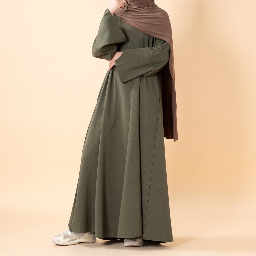Premium Linen Effect Pullover Abaya with Pockets (MA341)