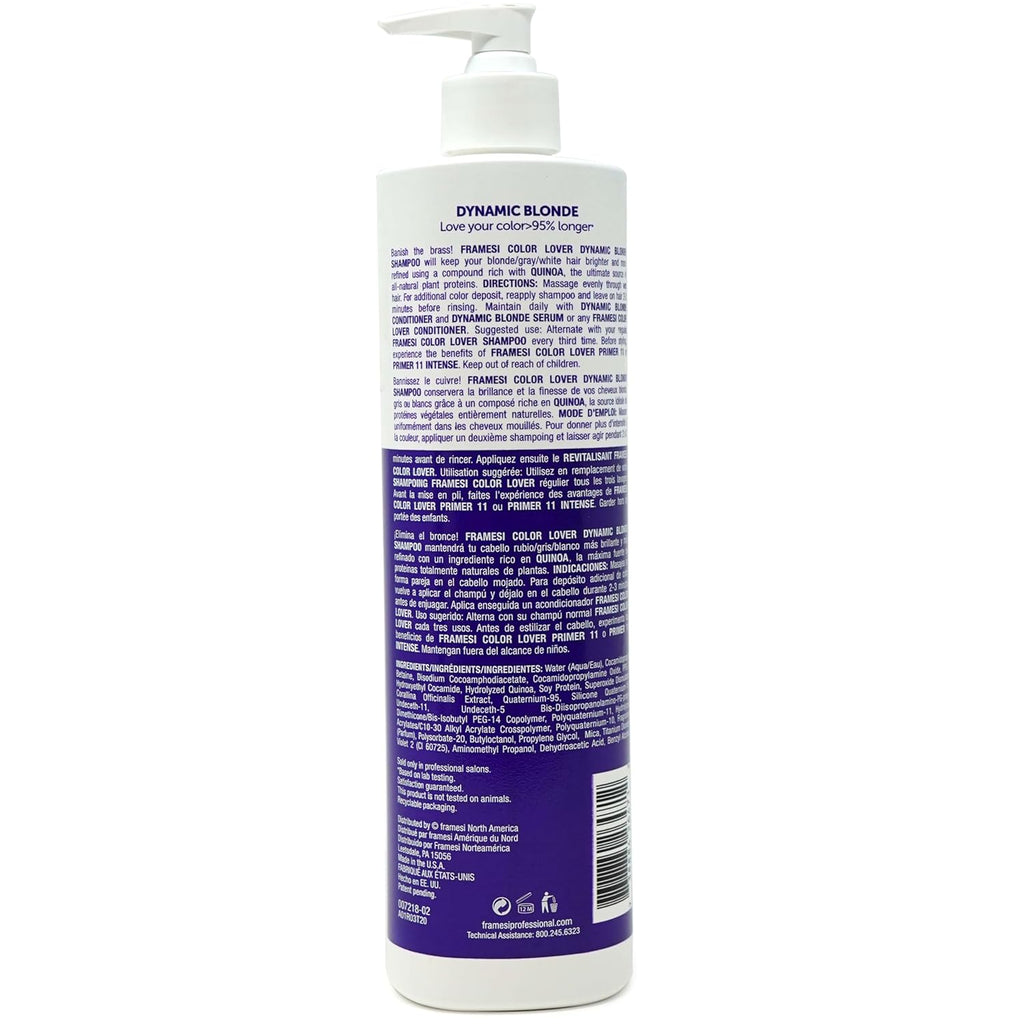 Framesi Color Lover Dynamic Blonde Conditioner, Purple Conditioner, Sulfate Free Conditioner, Color Treated Hair