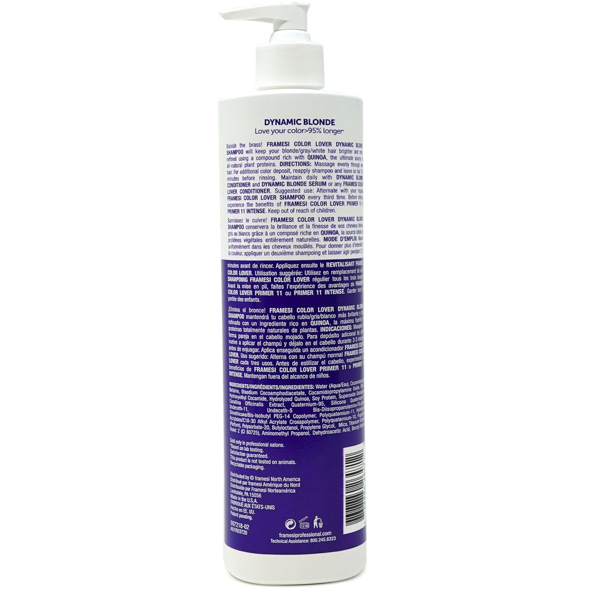 Framesi Color Lover Dynamic Blonde Conditioner, Purple Conditioner, Sulfate Free Conditioner, Color Treated Hair