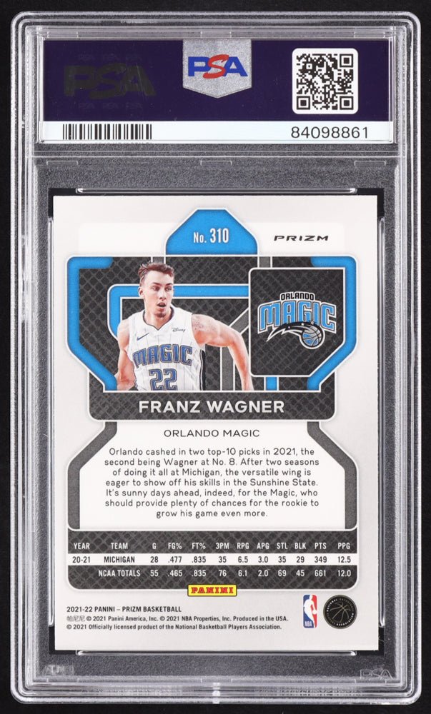 Franz Wagner Signed 2021-22 Panini Prizm Prizms Red Ice #310 RC (PSA 9 | Auto 9)