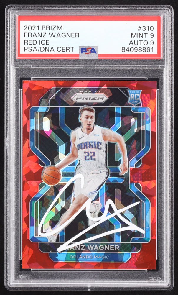 Franz Wagner Signed 2021-22 Panini Prizm Prizms Red Ice #310 RC (PSA 9 | Auto 9)