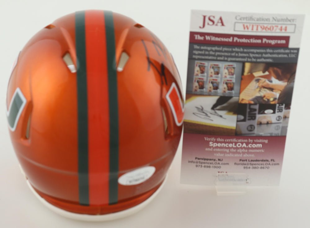 Tyler Van Dyke Signed Miami Hurricanes Flash Alternate Speed Mini Helmet (JSA)