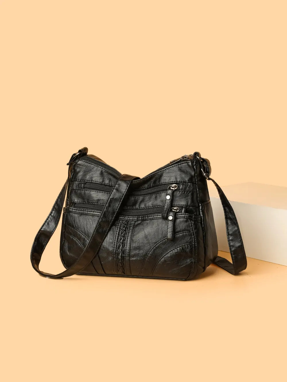 PU Leather Adjustable Strap Shoulder Bag