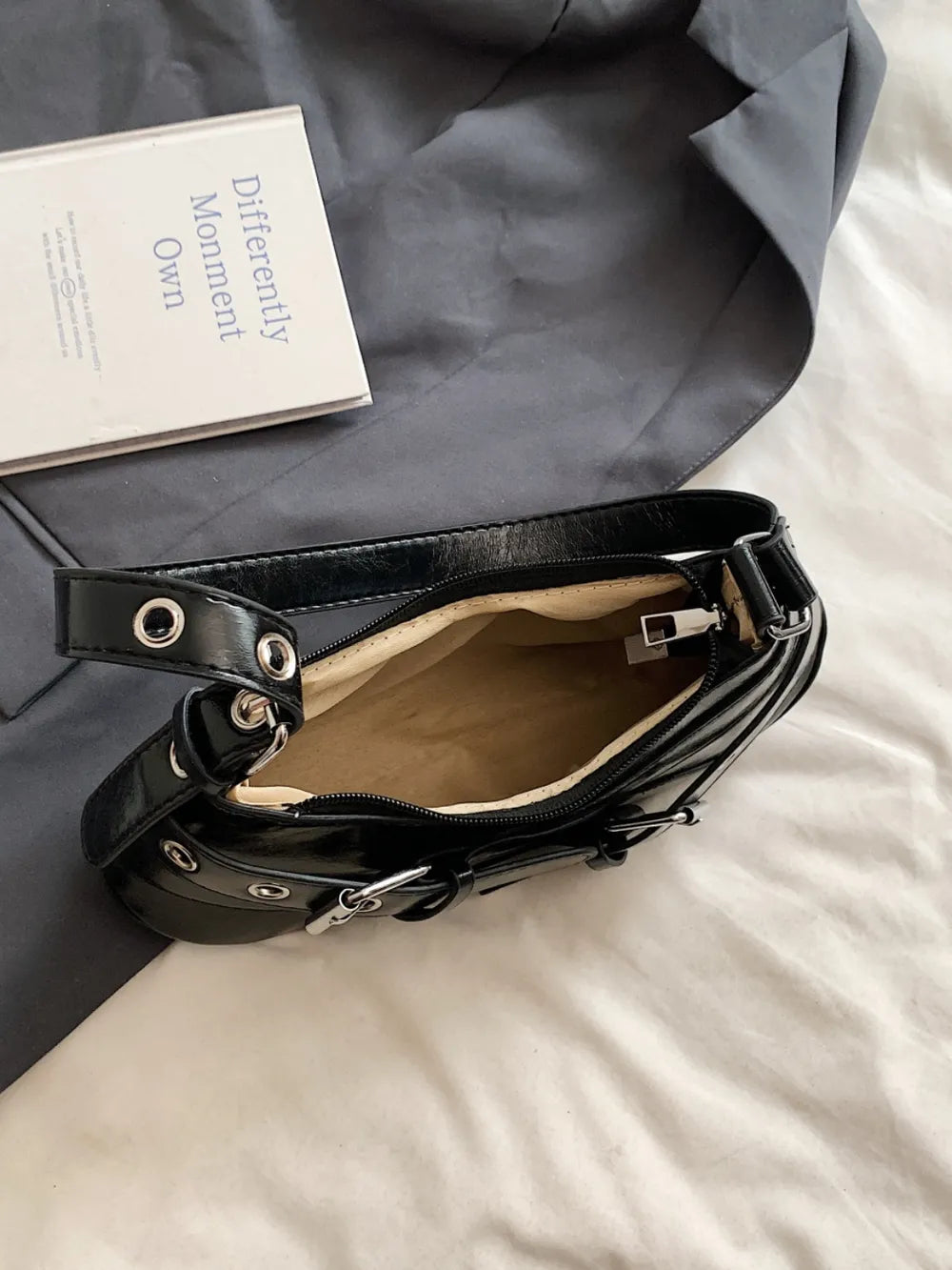 PU Leather Buckle Shoulder Bag