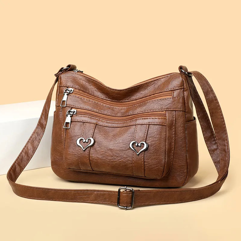 PU Leather Multi-Pockets Crossbody Bag