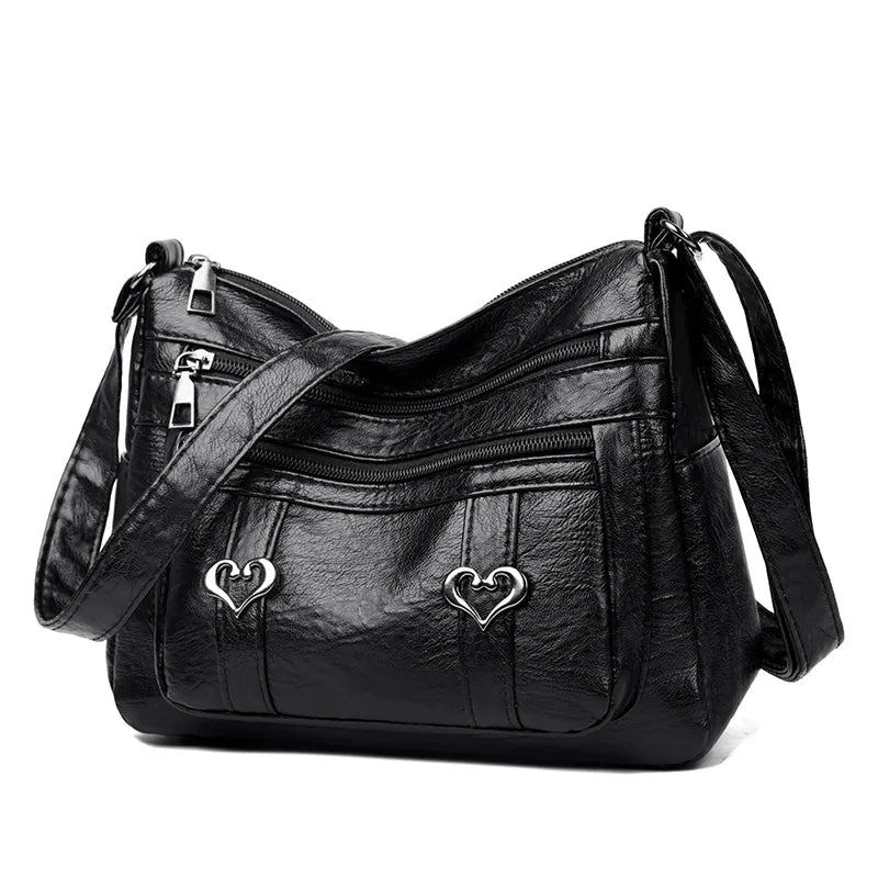 PU Leather Multi-Pockets Crossbody Bag