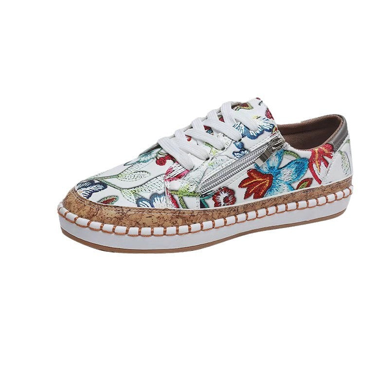 PU Leather Round Toe Flats Sneakers