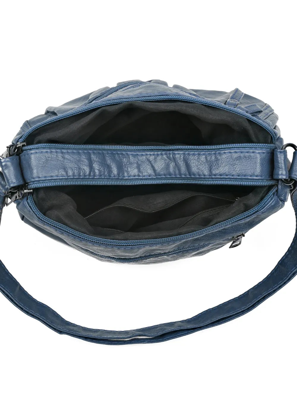 PU Leather Ruched Adjustable Strap Shoulder Bag