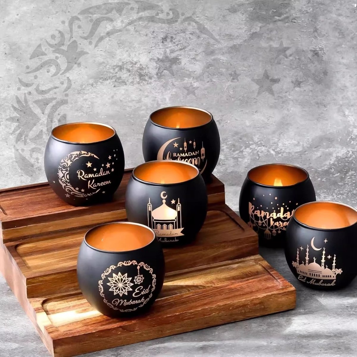 Ramadan Scented Candle Glass Holder Set (MAC391)