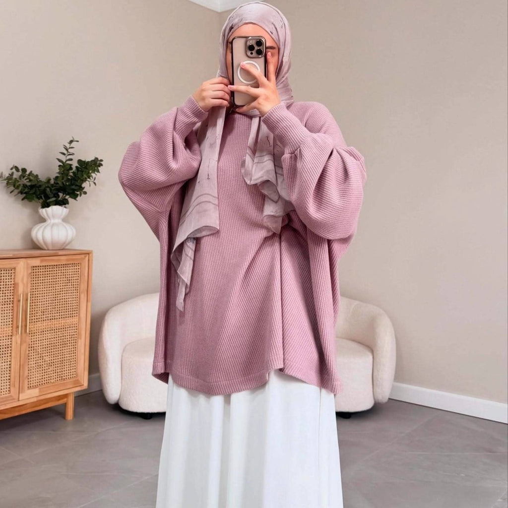 Ribbed Knit Sweater & Maxi Skirt Set | Oversized Pullover Two-Piece(MS224)