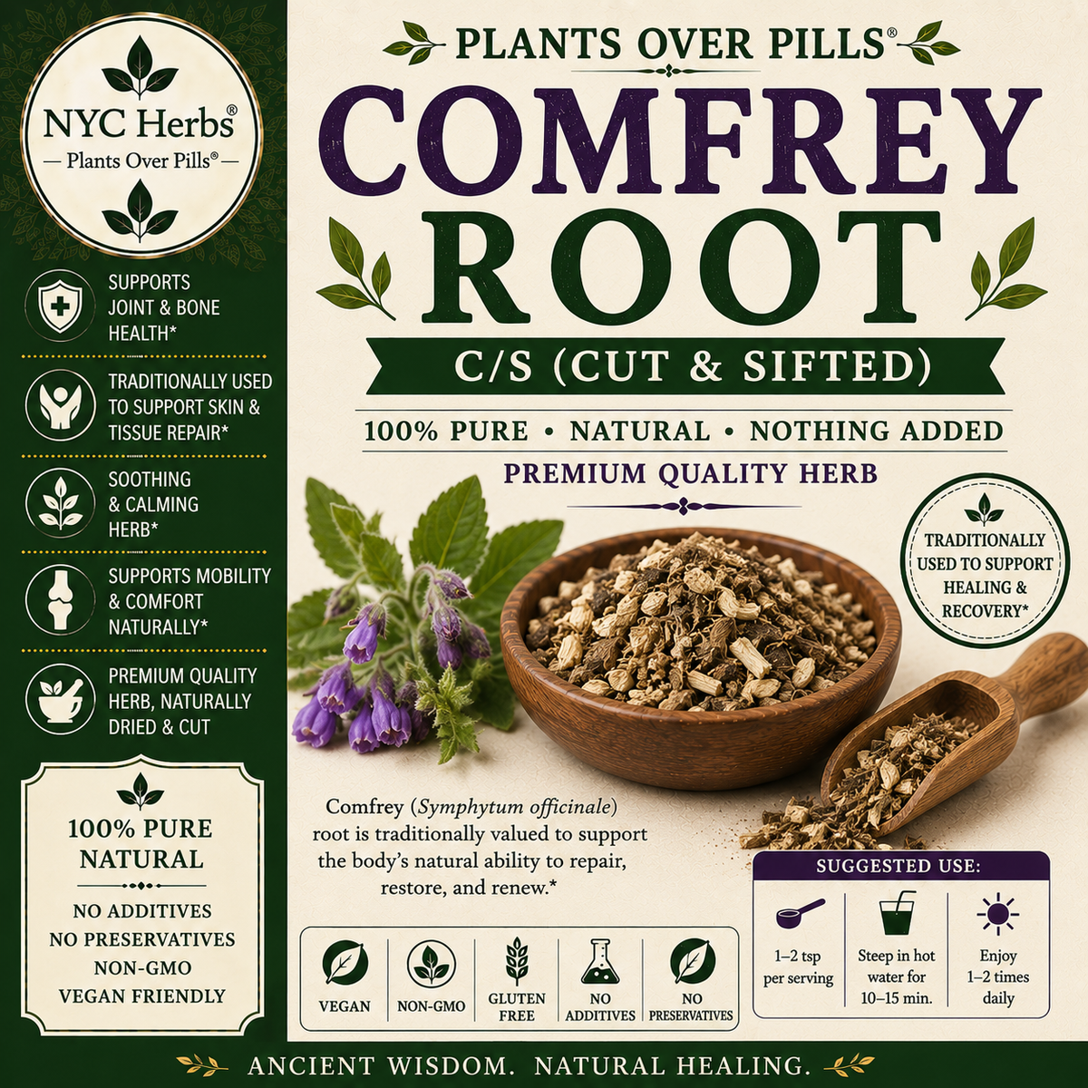 Comfrey Root Powder | Bone & Tissue Support