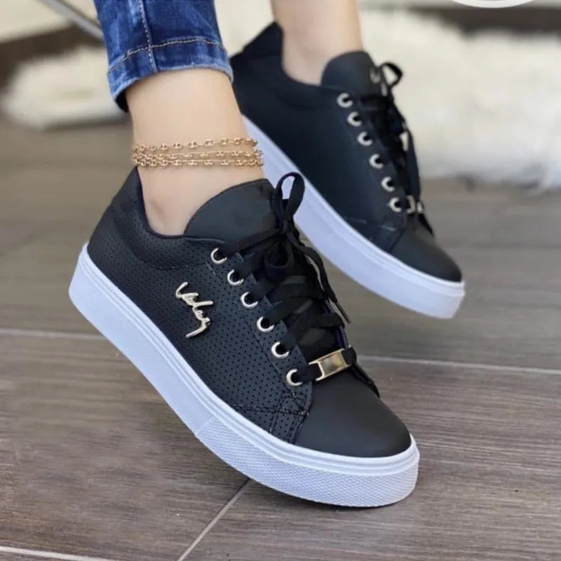 Round Toe Lace Up Sneakers