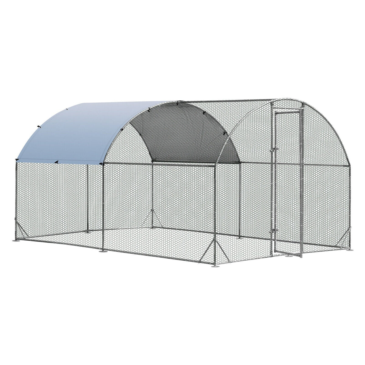 6.2 Feet/12.5 Feet/19 FeetLarge Metal Chicken Coop Outdoor Galvanized Dome Cage with Cover-M