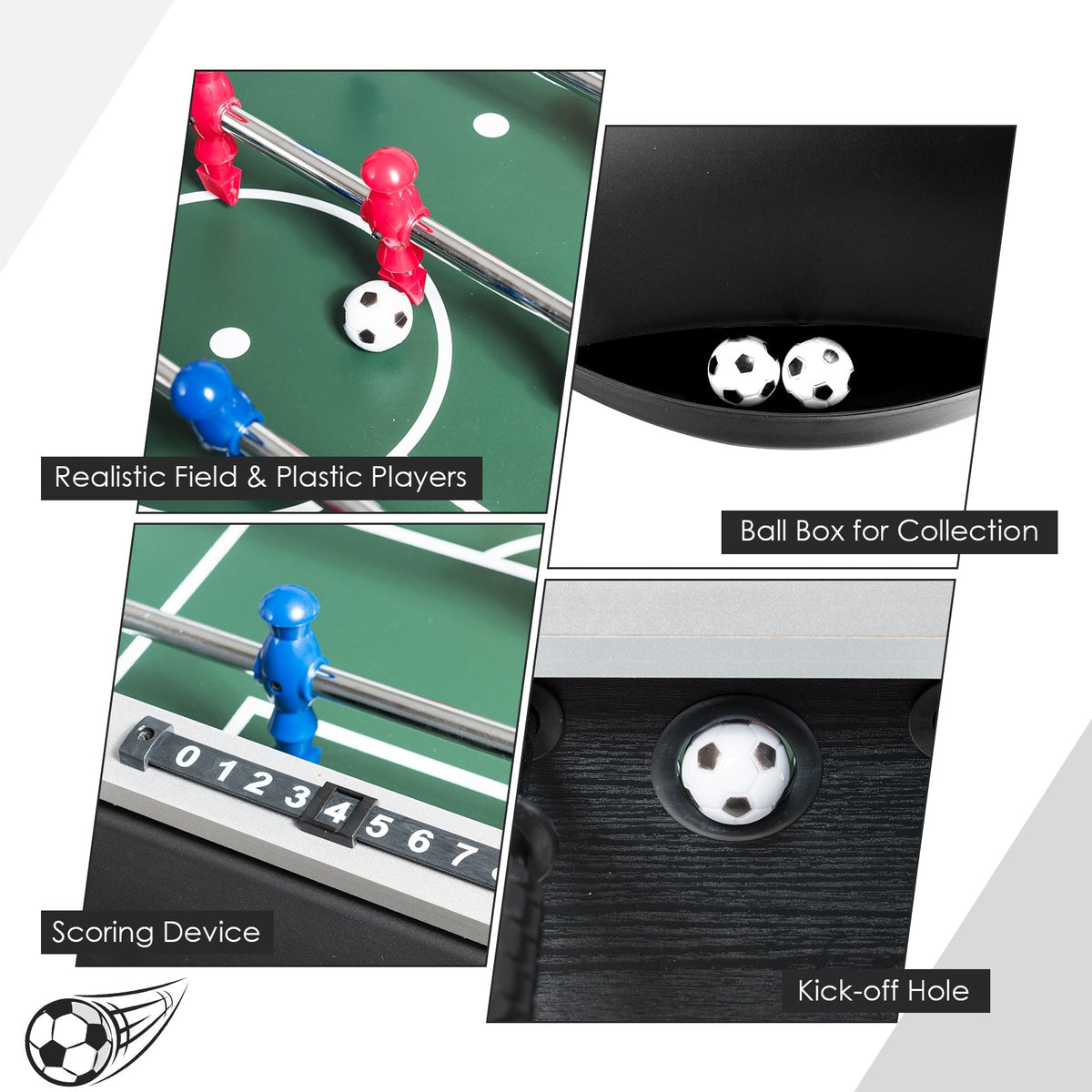 48 Inch Competition Sized Home Recreation Wooden Foosball Table-Black