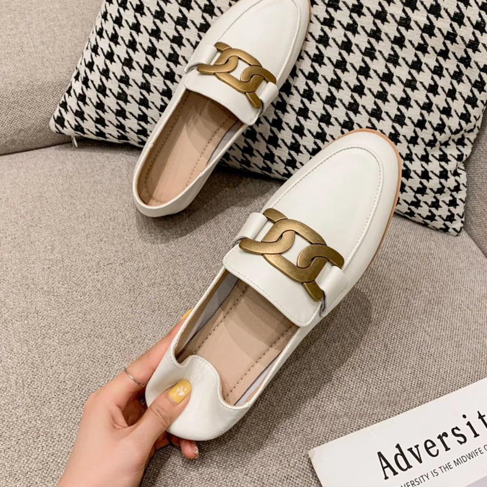 Spring and Autumn New British Style Small Leather Shoes Commuting Work Shoes Flat Flat Single Shoes