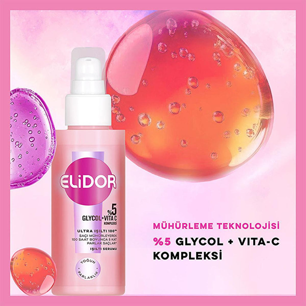 Elidor Ultra Shine 100 Shine Serum - Intense Shine Hair Serum for Dry, Damaged Hair - 3.04 fl oz