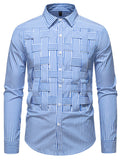 Men's Striped Woven Pattern Long Sleeve Shirt