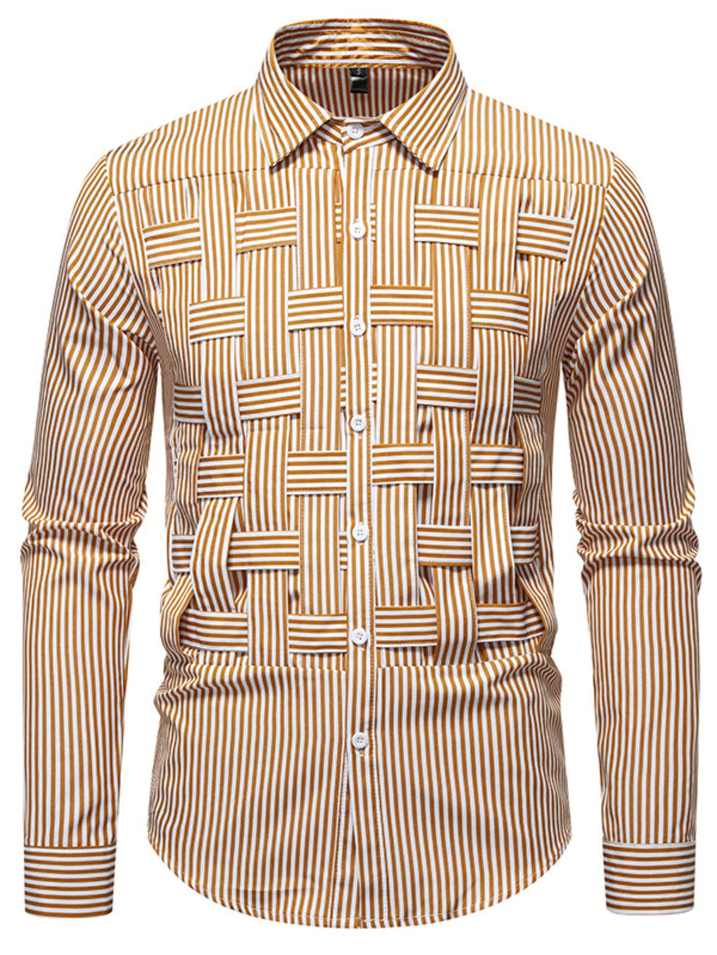 Men's Striped Woven Pattern Long Sleeve Shirt