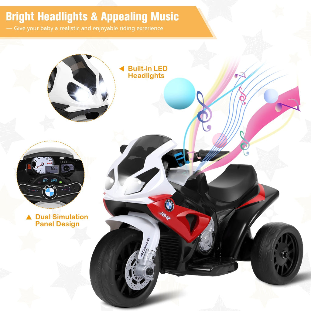 6V Kids 3 Wheels Riding BMW Licensed Electric Motorcycle-Red