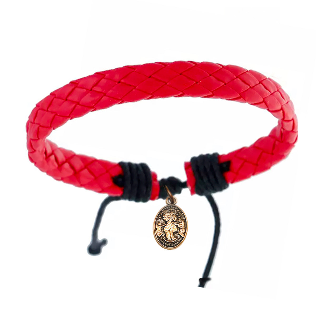 Our Lady Undoer of Knots Braided Bracelet with Medal - Red