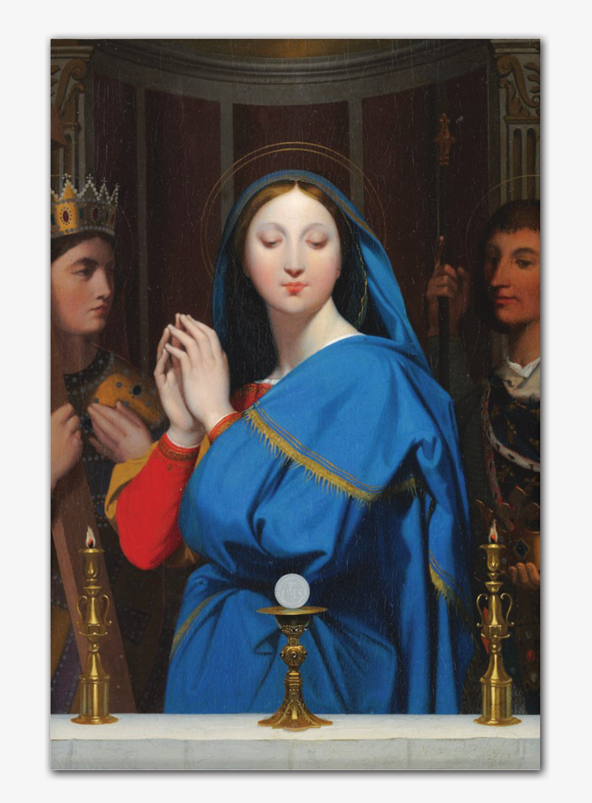 Adoring Virgin Mary Painting on Stretched Canvas - Medium