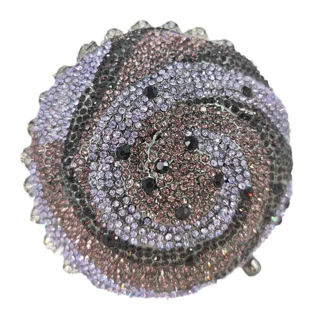 Women Blue Cupcake Evening Bag Crystal Clutch Purses Wedding Bridal Rhinestone Handbag Party Minaudiere Bag