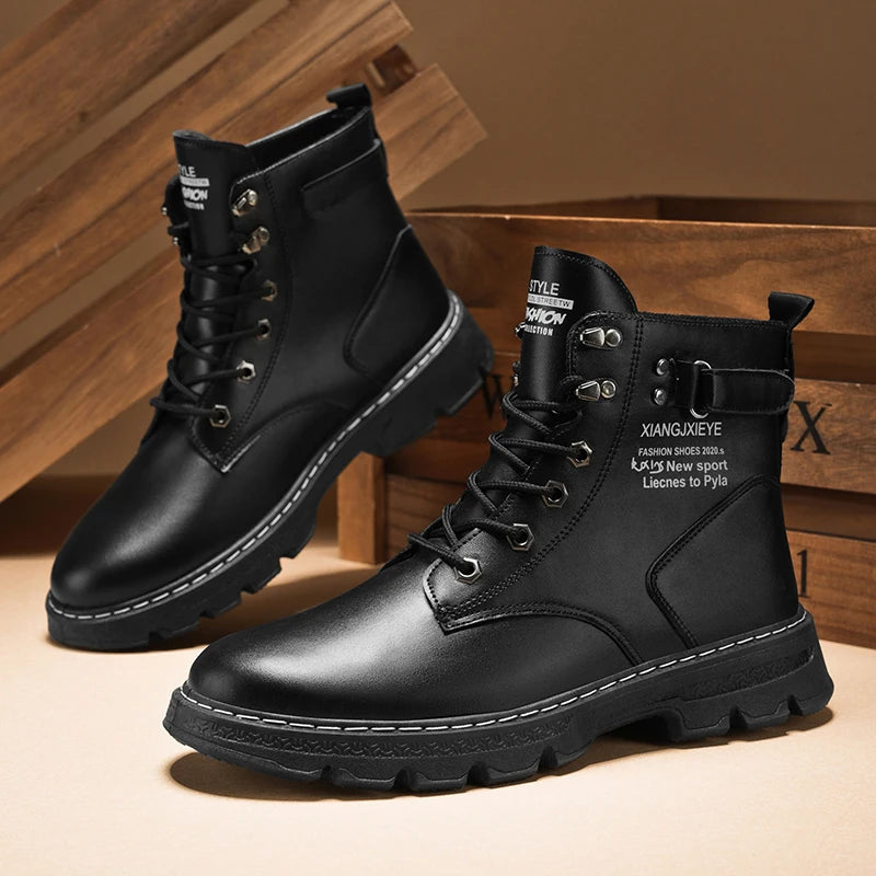 Workwear Martin boots men's spring and autumn new high top British style big yellow boots outdoor high top casual leather boots men